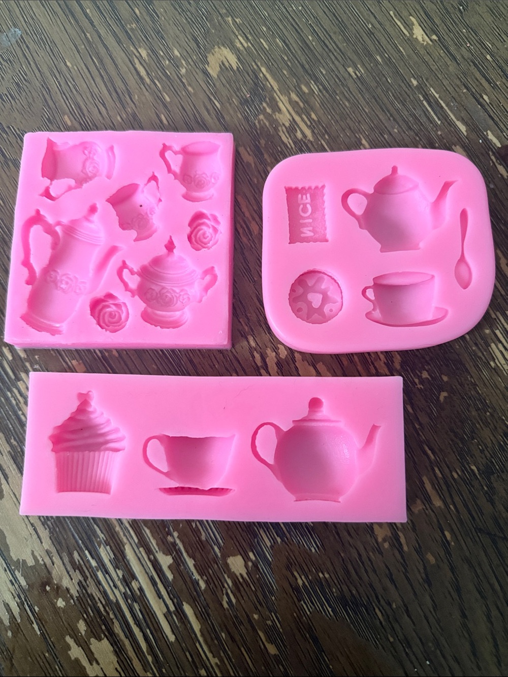 Pink Tea-Time Silicone Baking Mold Set - Cupcake, Teapot & Cup Shapes